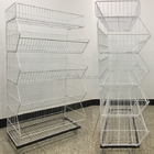 Versatile 5-Tier Metal Wire Basket Stand for Supermarket Snack Display in Metallic