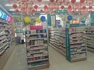 ODM Medical Store Display Rack For Medicine Shop 90×35+35×175cm Size