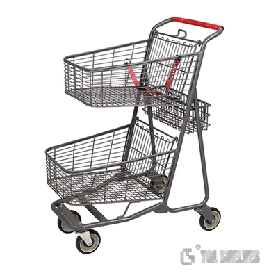Supermarket Shopping Cart Trolley 60L Capacity Medium Duty 4 Wheels OEM