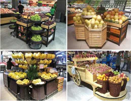 ODM Fruit And Veg Display Stands , Display Vegetable Rack For Shop 1200×800mm Size